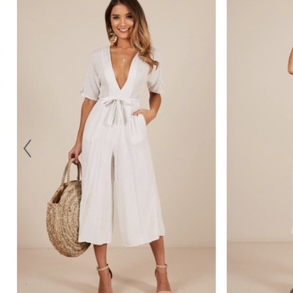 White Pinstripe Jumpsuit